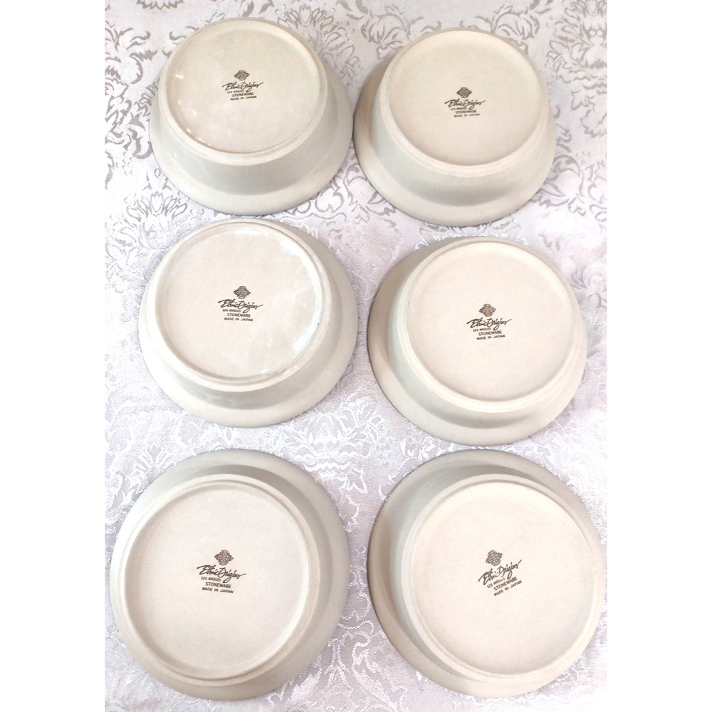 Ethnic Originals 6 Japan Purple Gray Heavy Ceramic Soup Bowls 7" x 2" Set - Picture 10 of 14